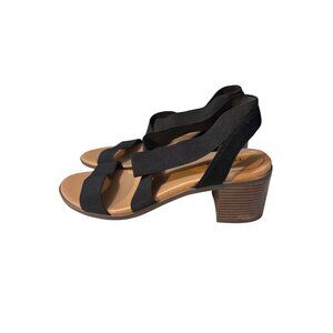 Torrid Black Strappy Elastic Block Heel Sandals Size 12